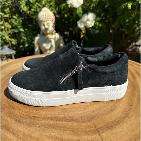 STEVE MADDEN Glammar Black Suede Zip Up Platform Court Sneaker Size 6.5 - Picture 7 of 8